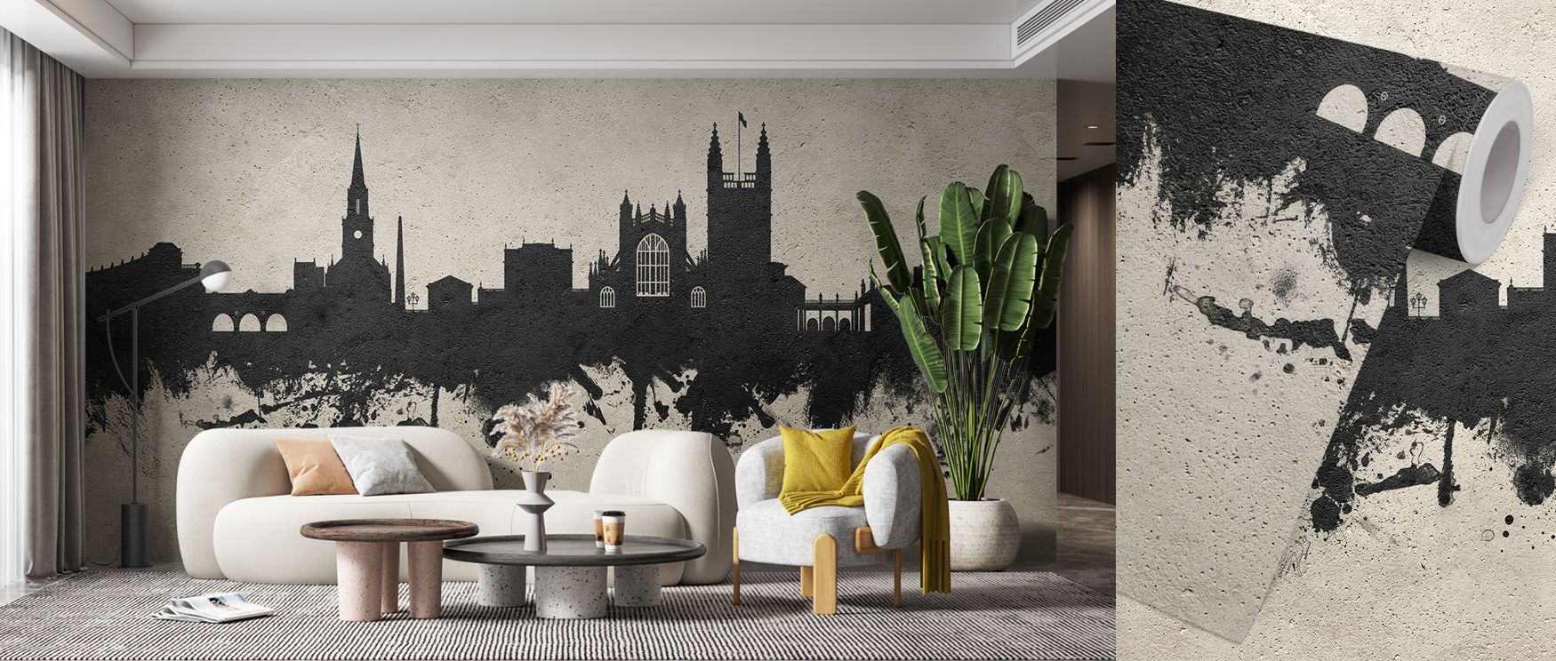 Concrete texture surrounds Bath England Skyline Concrete Wallpaper, highlighting Bath’s skyline with striking presence. Interiors benefit from its rugged elegance, filled with boldness. Living rooms or offices glow with strength, creating industrial-inspi