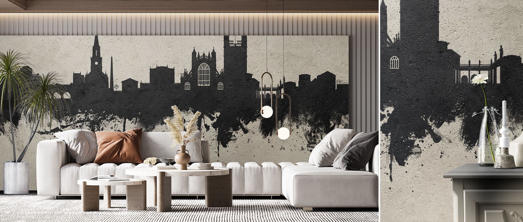 Strength and artistry converge in Bath England Skyline Concrete Wallpaper, turning walls into statements of design. Its gritty palette radiates charm, uplifting interiors with bold presence. Lofts or offices feel enriched by its character and tone. 