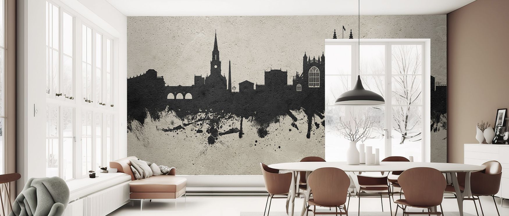 Bath England Skyline Concrete Wallpaper carries raw urban charm, with concrete textures framing its imagery. Interiors glow with sophistication and power, transforming spaces into industrial retreats. Offices or lofts benefit from its bold tone. 