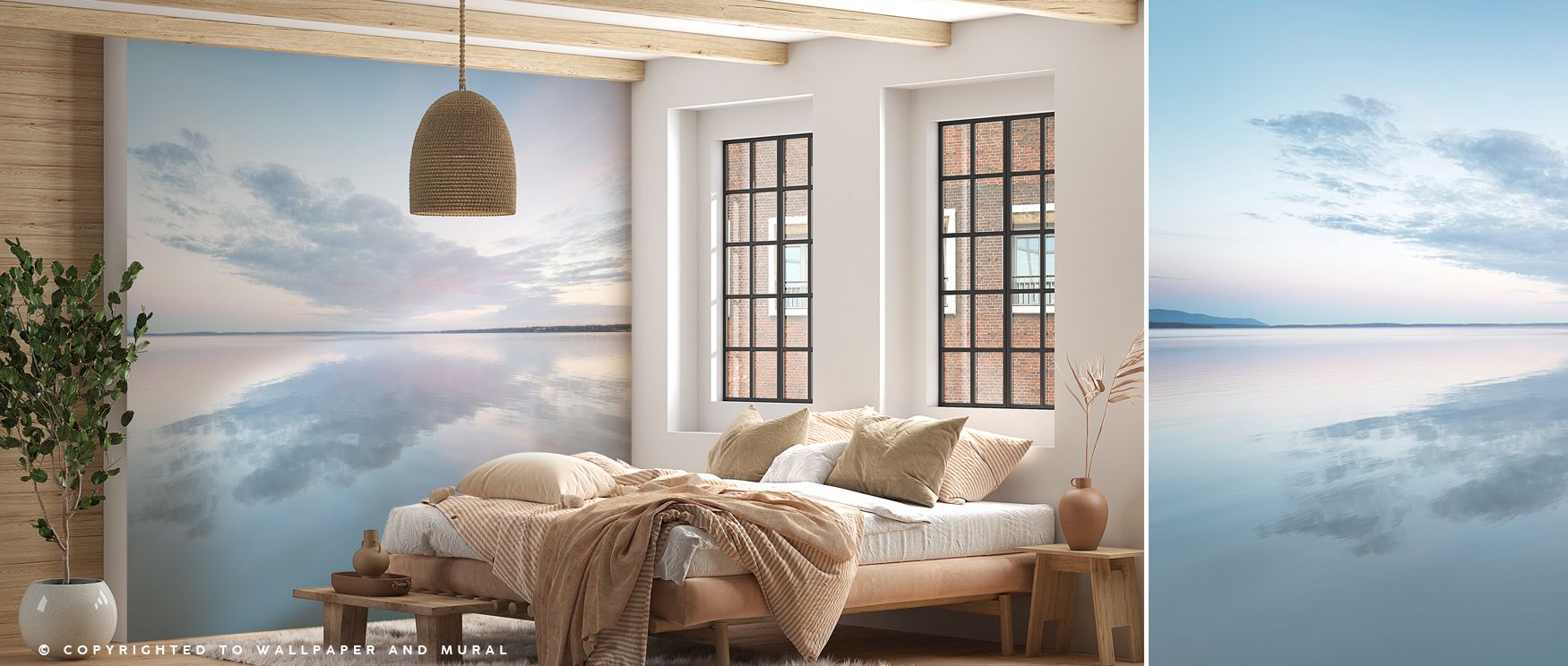 Natural artistry flows through mirrored scenery, enriching interiors with calm atmosphere shaped by Bellingham Reflections Wallpaper. Bedrooms or offices glow with serenity, filled with timeless presence. Walls become luminous retreats of elegance. 