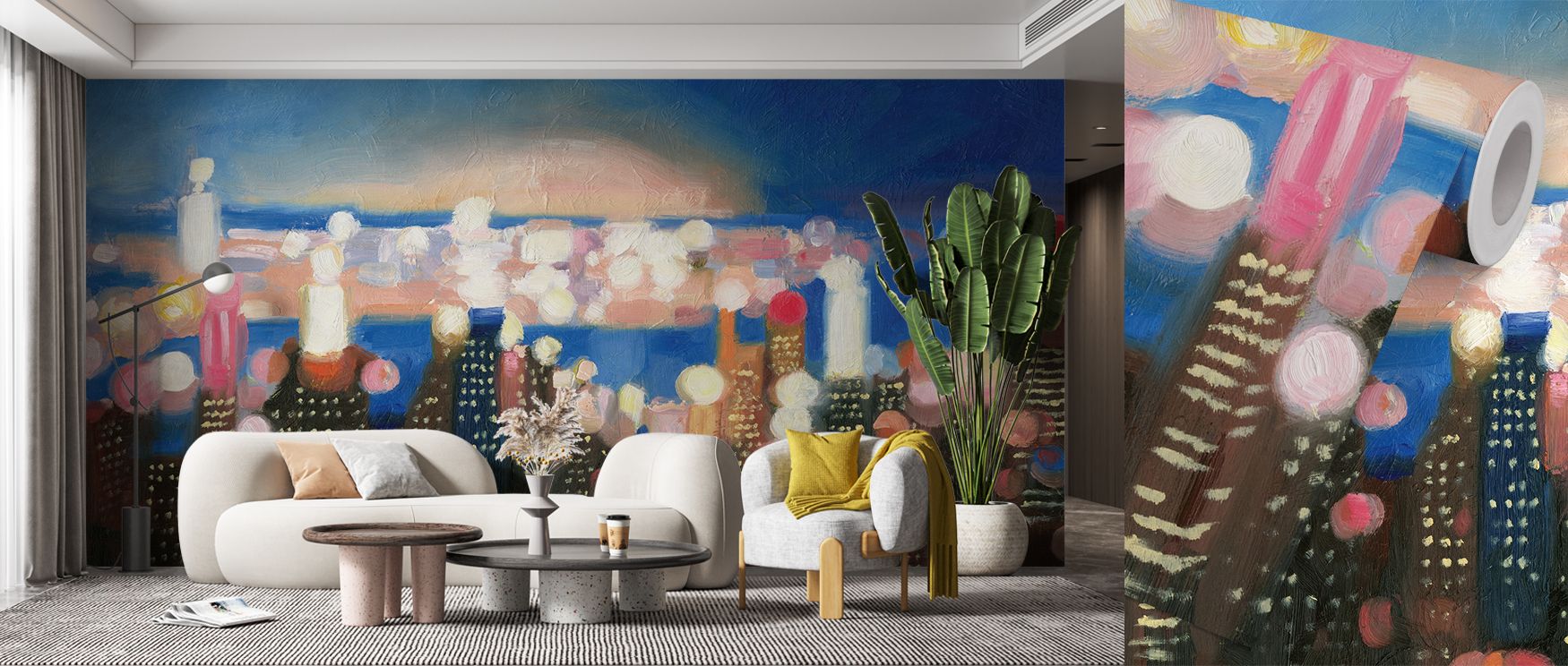 Radiant city views glow in layered detail, reflecting the grandeur of Big City Lights Wallpaper. Interiors shine with charm, becoming sanctuaries of energy and style. Bedrooms or living spaces benefit from its luminous palette, filled with timeless modern