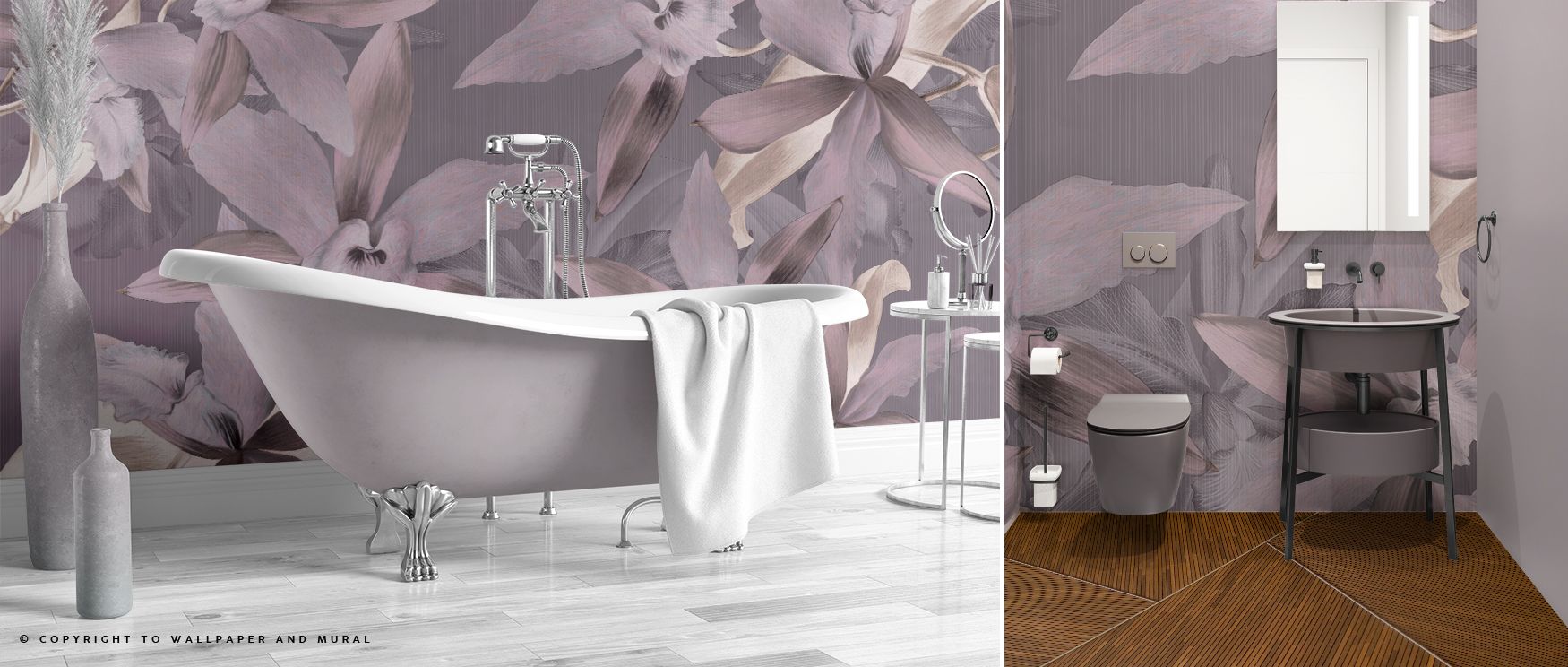 A floral symphony unfolds in layered tones, enriching interiors with calm artistry reflected in Big Orchids Purple Wallpaper. Bedrooms or studies glow with charm, transformed into serene spaces that radiate natural elegance and sophistication. 