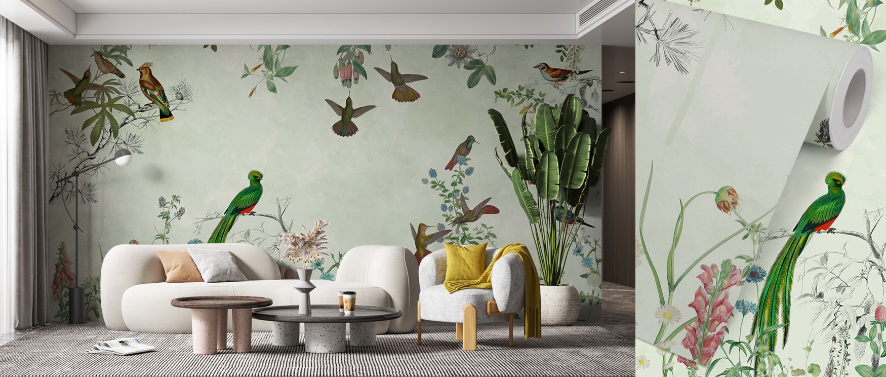 The harmony of nature thrives within Birds Garden Wallpaper, where tones glow with elegance. Interiors gain richness and serenity, filled with atmosphere of charm. Living rooms or bedrooms shine with balance, transformed into restful sanctuaries. 