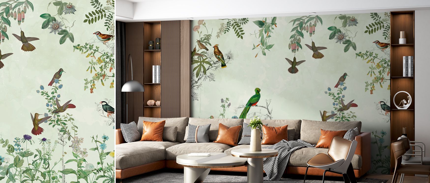 Sophistication shines through detailed motifs, captured in Birds Garden Wallpaper. Interiors glow with natural presence, filled with charm and refinement. Walls become radiant retreats of tranquility, making bedrooms or studies elegant sanctuaries. 
