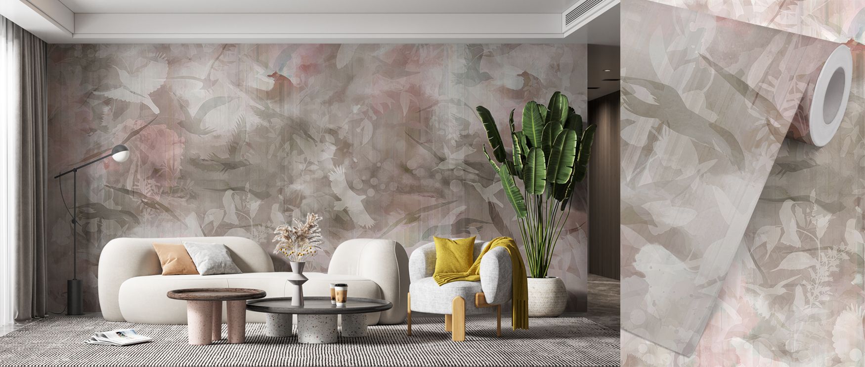 Refined imagery of colorful birds enriches interiors, creating luminous charm expressed in Birds of Freedom Color Wallpaper. Its tones radiate balance, making offices or bedrooms glow with atmosphere of vibrancy. Spaces shine with joyful elegance. 