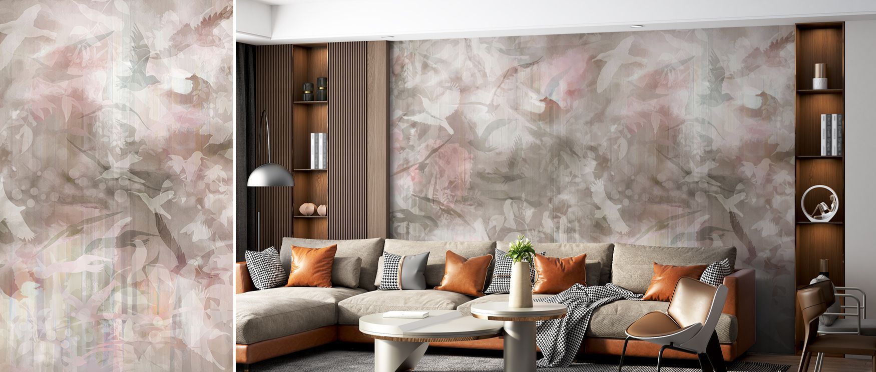Vibrant tones highlight natural imagery, filling interiors with energy conveyed in Birds of Freedom Color Wallpaper. Its palette radiates joy, transforming walls into luminous expressions of refinement. Bedrooms or studies glow with charm and atmosphere. 