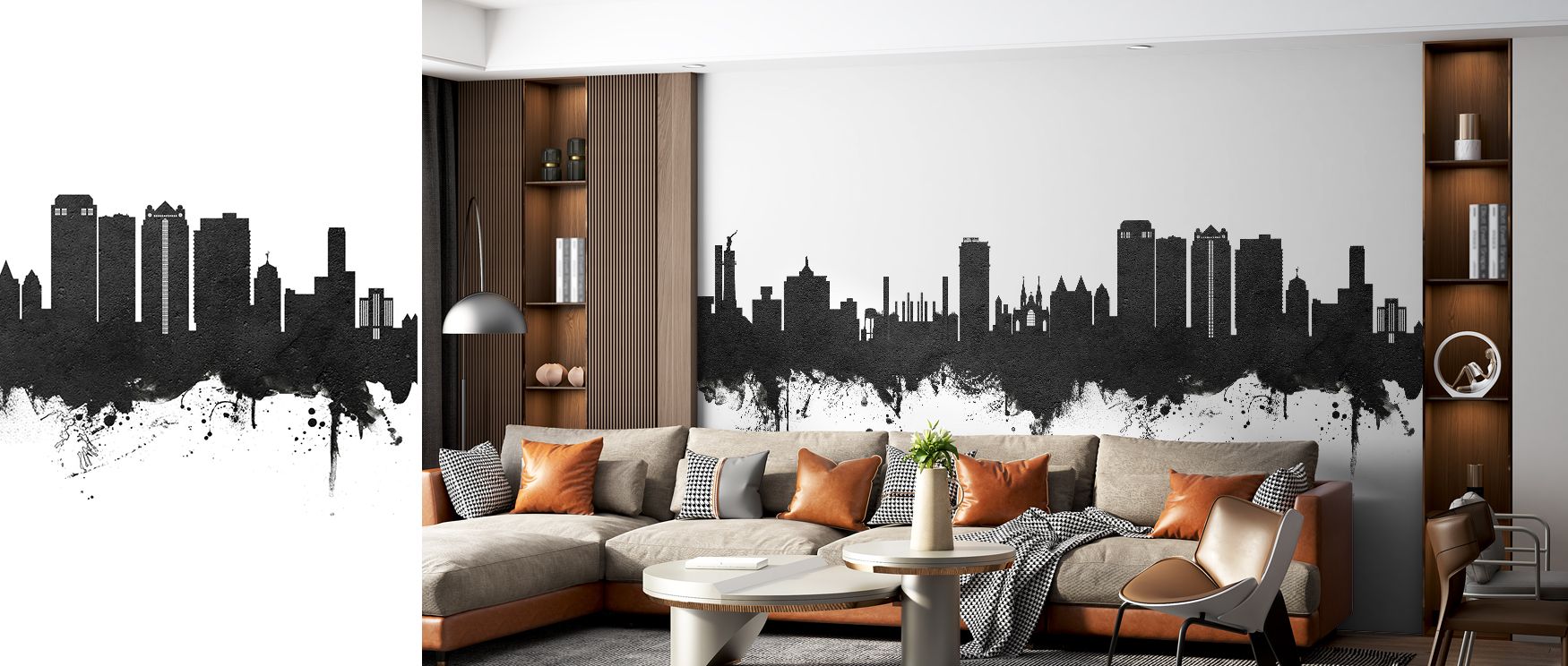 Monochrome refinement defines this wallpaper, transforming interiors into radiant retreats filled with sophistication. Its tones highlight elegance and history, creating restful sanctuaries in bedrooms or offices. Living spaces shine with presence, balanc