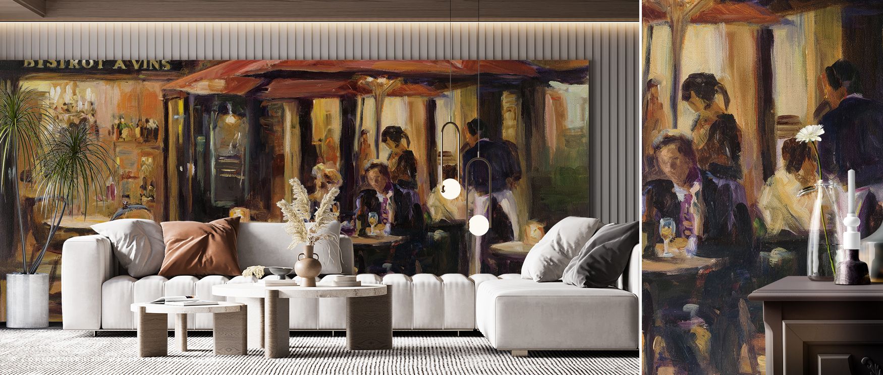 Layers of detail highlight the artistry of bistro life, enriching interiors with rustic warmth. Bistrot a Vins Warm Wallpaper makes spaces glow with hospitality, creating kitchens or dining areas filled with charm. Its tones celebrate daily comfort while 