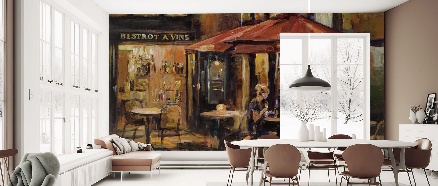 The character of rustic bistros shines through this design, filling interiors with inviting warmth. Bistrot a Vins Warm Wallpaper enriches walls with charm and refinement, creating kitchens or dining rooms that glow with hospitality and balance. 