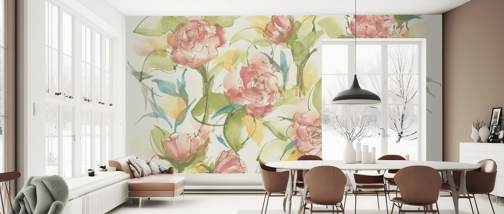 The Blush Camellias Wallpaper embraces softness through detailed petals that form calm, flowing patterns. Its blush hues enrich bedrooms, bathrooms, or living areas, transforming walls into timeless floral backdrops filled with serenity.