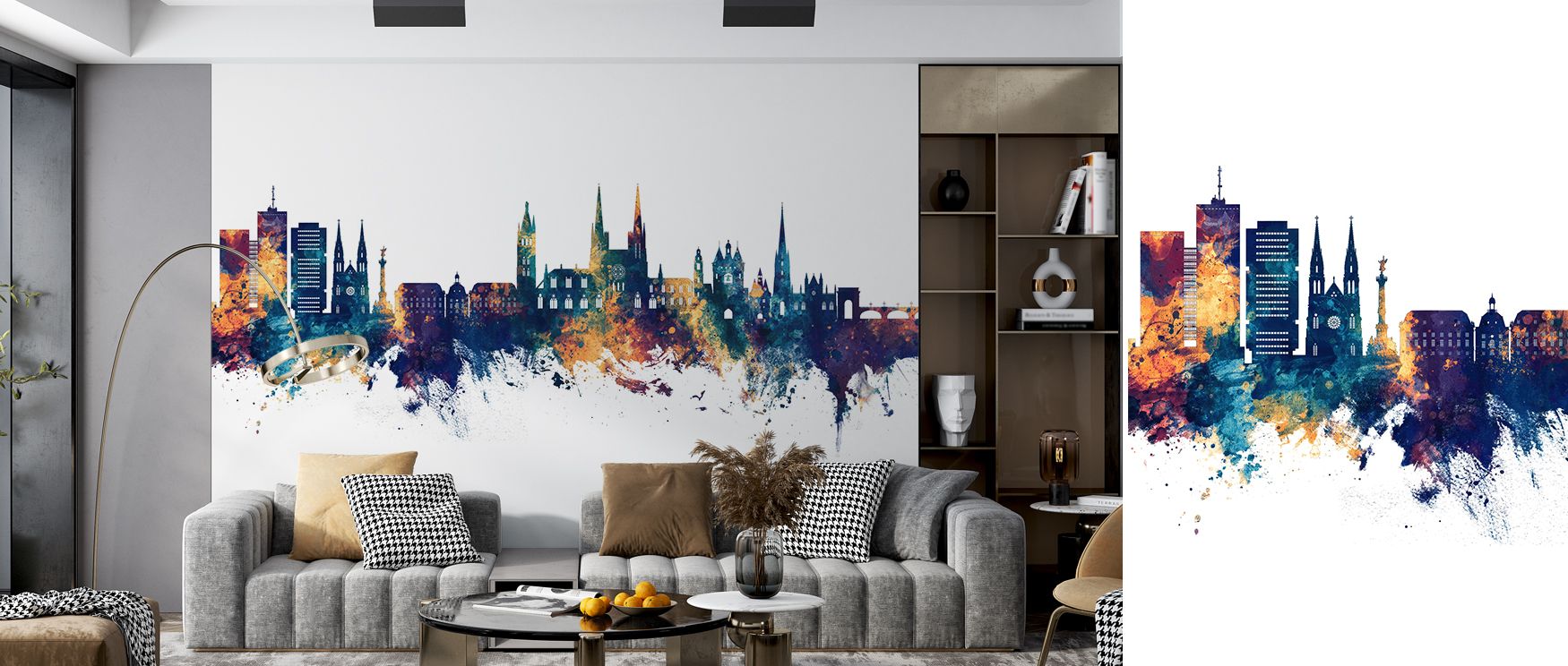 The Bordeaux France Skyline Blue & Bronze Wallpaper radiates balance between color and form. Its tones enrich bedrooms, offices, or living rooms with elegance, creating stylish environments filled with cultural depth and sophistication.