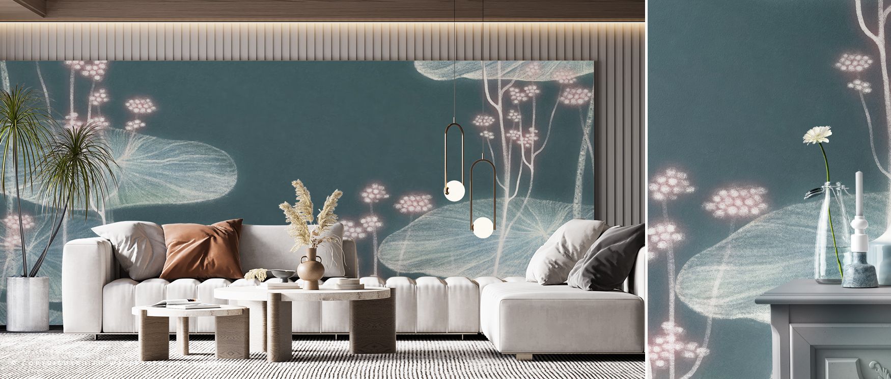 Artistic charm defines the Botanical Dream Wallpaper, where blossoms appear painted in subtle tones. This wallpaper transforms bedrooms, bathrooms, or living areas into serene backdrops, filling interiors with graceful floral elegance and timeless natural