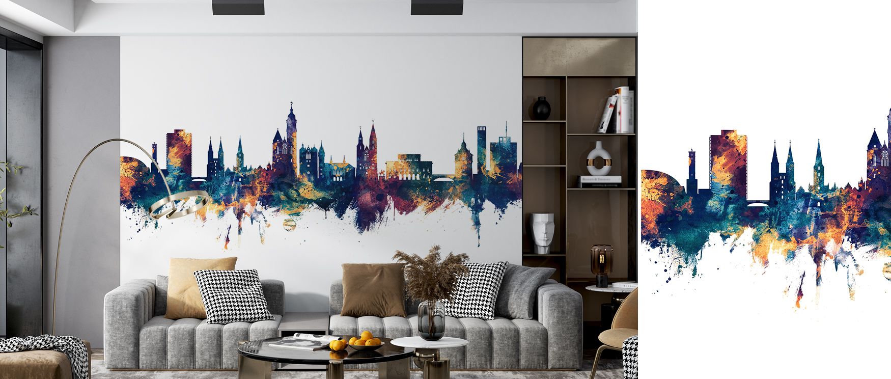 Rich blue shades meet bronze brilliance in the Braunschweig Germany Skyline Blue & Bronze Wallpaper, producing depth and warmth. Perfect for bedrooms, living rooms, or offices, it creates cultured sophistication with luminous decorative character.