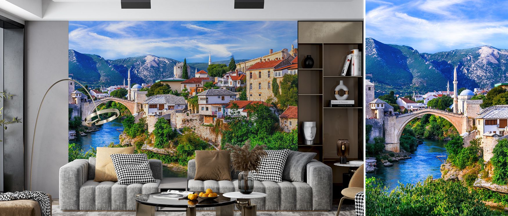 The Bridge of Mostar Wallpaper enriches décor with historical charm, where detailed lines create refined balance. Its design adds sophistication to bedrooms, offices, or living rooms, offering timeless artistry filled with cultured depth.