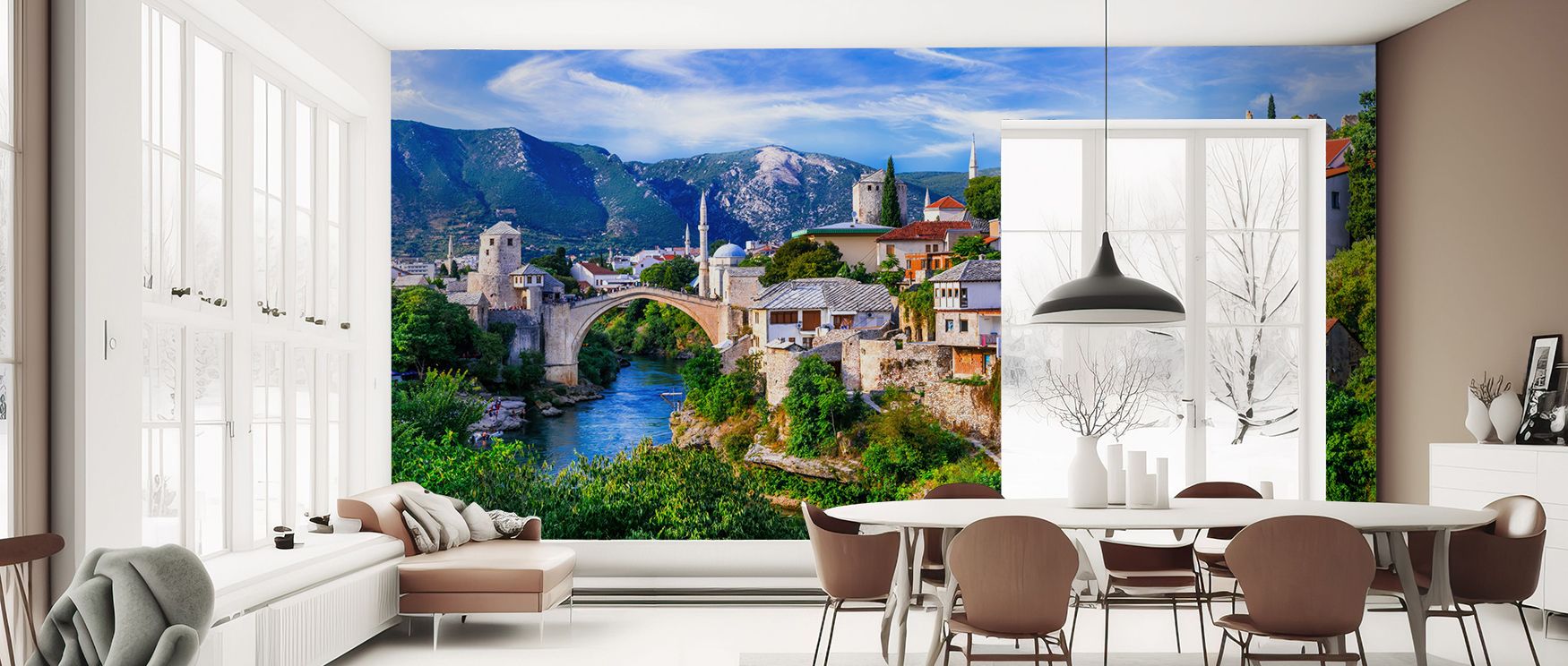 Timeless artistry radiates in the Bridge of Mostar Wallpaper, where illustrations glow with cultural character. This wallpaper transforms bedrooms, offices, or living rooms into sophisticated retreats filled with elegance, heritage, and decorative brillia