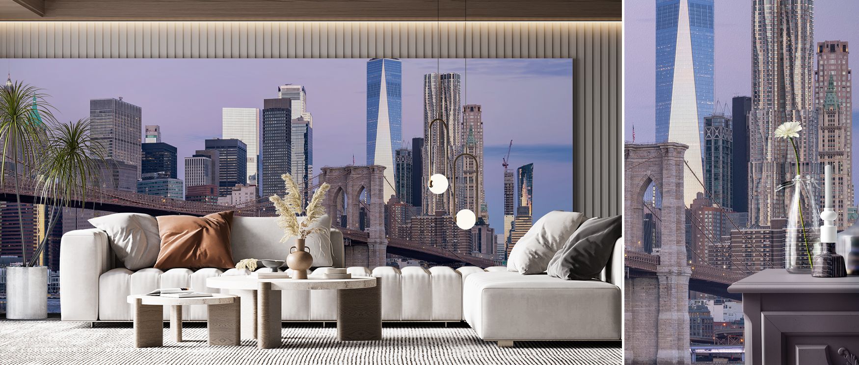 Historical charm radiates from the Brooklyn Bridge Au Naturale Wallpaper, where iconic imagery flows across walls in refined tones. Its design transforms bedrooms, offices, or living rooms into elegant settings filled with sophistication, heritage, and ar