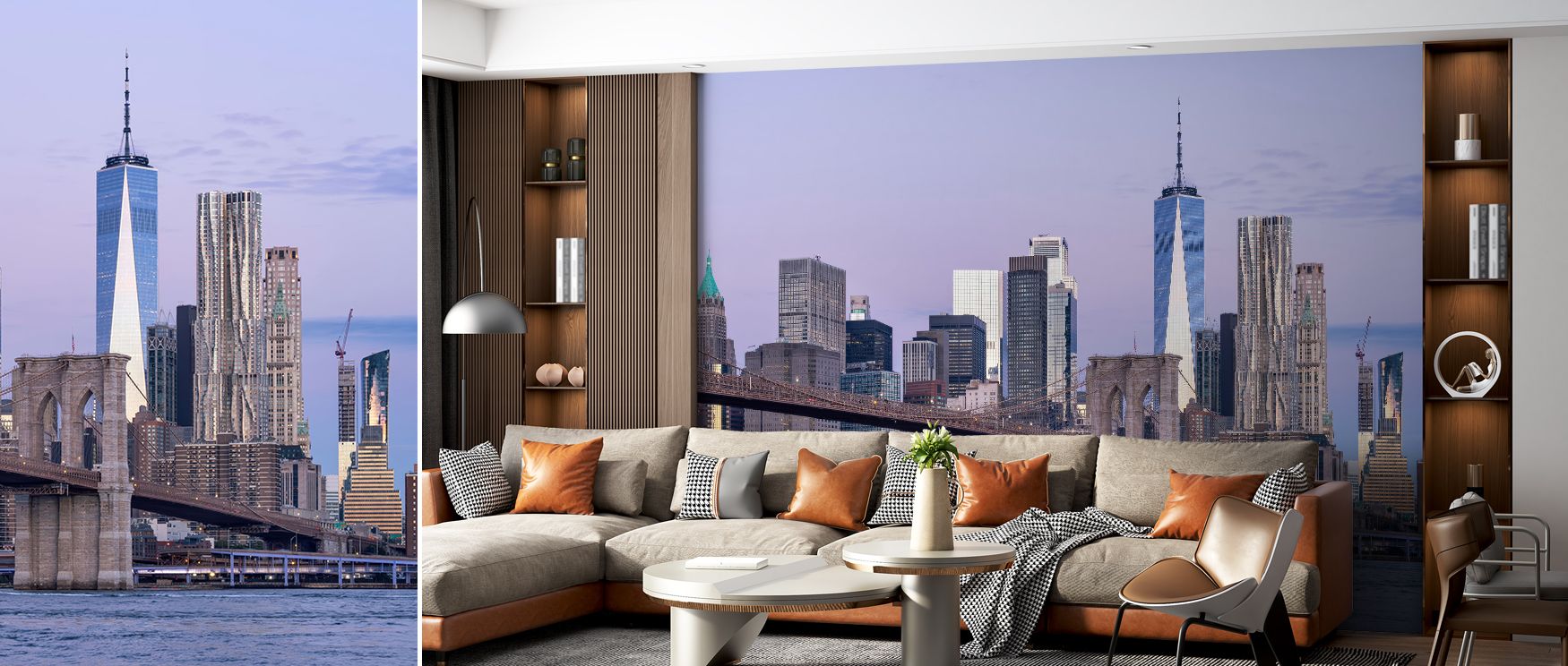 The Brooklyn Bridge Au Naturale Wallpaper celebrates cultural identity through its graceful detailing. Bedrooms, offices, or living rooms benefit from its refined artistry, turning interiors into urban retreats filled with elegance and decorative pride.