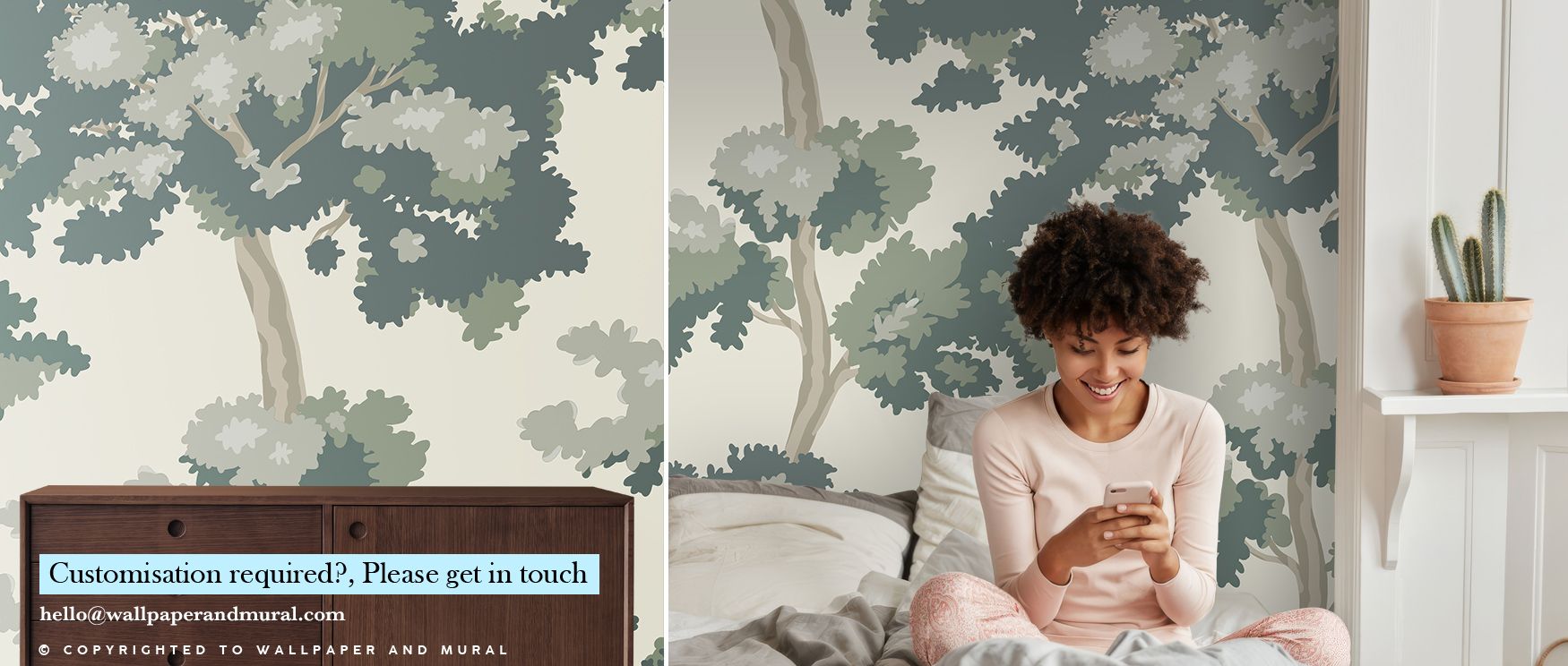 Gentle tonal shifts in Camouflage Trees Wallpaper create textures that suggest movement, enveloping bedrooms, offices, or living rooms in serene calm, grounding interiors in strength and balance inspired by natural woodland presence. 