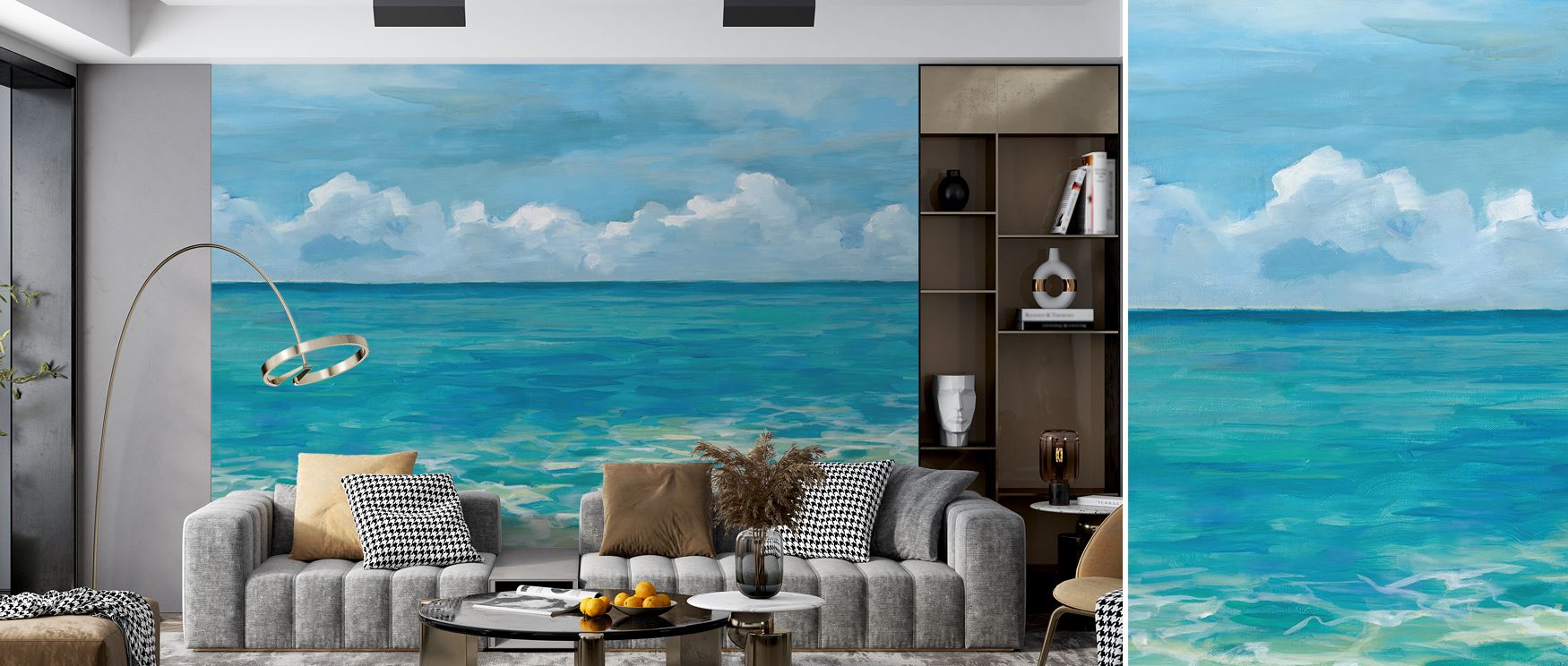 Caribbean Sea Strokes Wallpaper embodies fluidity, where brush patterns balance vitality and serenity, surrounding bedrooms, bathrooms, or living rooms with lively atmosphere and calm beauty rooted in ocean inspiration. 