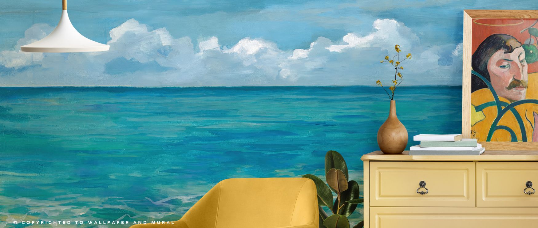 Caribbean Sea Strokes Wallpaper evokes motion through brushlike design, offering bedrooms, bathrooms, or living rooms vibrancy, calm, and balance of tropical inspiration that creates refreshing atmosphere across interiors. 