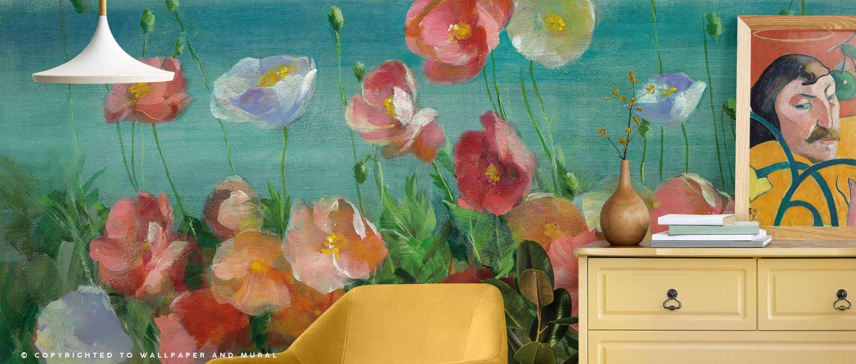 Coastal Poppies Wallpaper captures elegance in natural tones, surrounding bedrooms, bathrooms, or living rooms with charm, timeless serenity, and floral atmosphere that celebrates coastal blooms. 