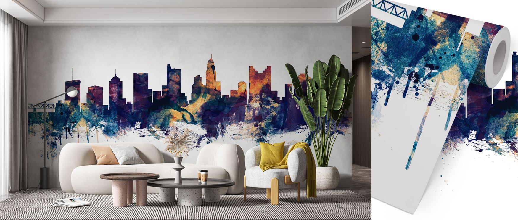 Bronze rooftops shimmer within Columbus Ohio Skyline Blue & Bronze Wallpaper, surrounding bedrooms, offices, or living rooms with luminous presence, cultural refinement, and timeless elegance of skyline artistry. 