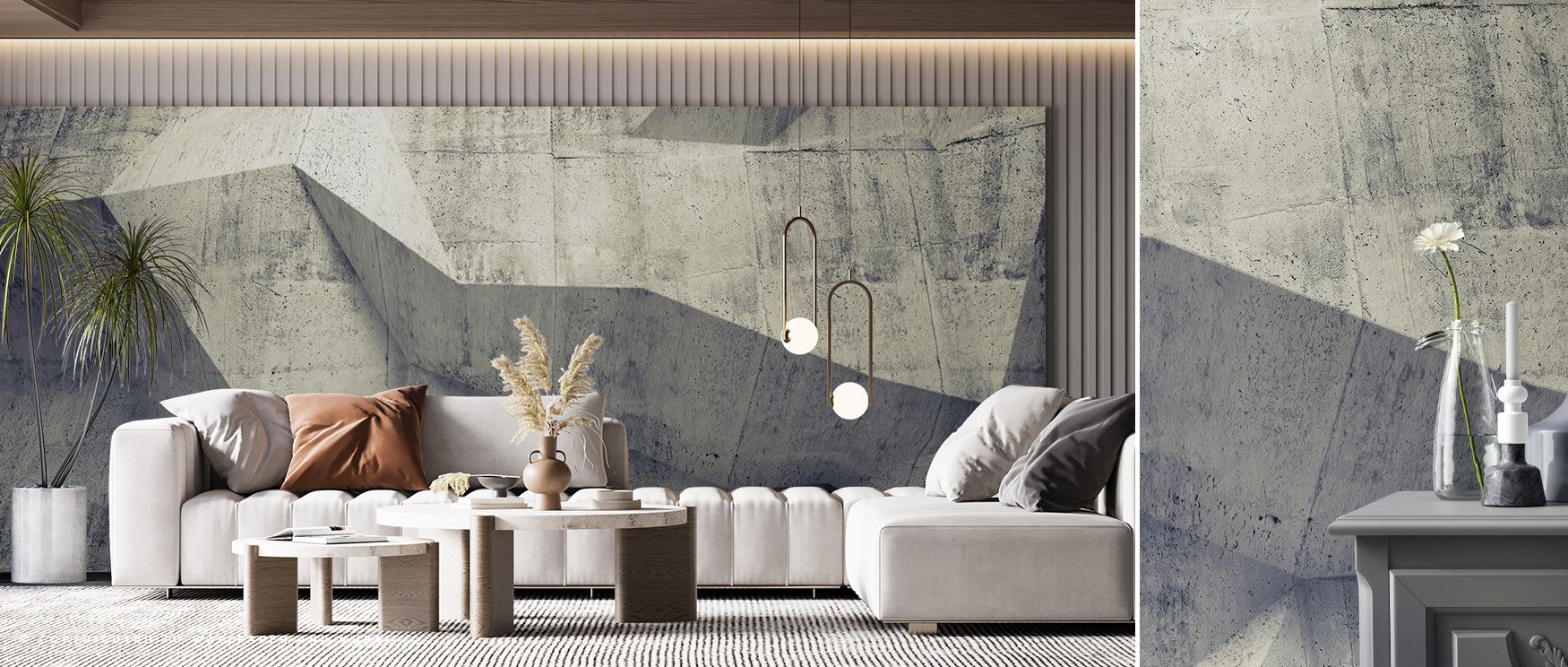 Concrete Shapes Warm Gray Wallpaper radiates contemporary elegance where warm hues carry depth into design, enriching interiors with calm serenity, rhythm, and timeless beauty of geometry. 