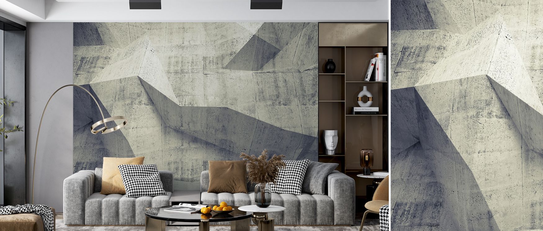 Concrete Shapes Warm Gray Wallpaper balances geometric depth with muted tones, transforming interiors into modern spaces filled with calm serenity, sophistication, and elegance. 