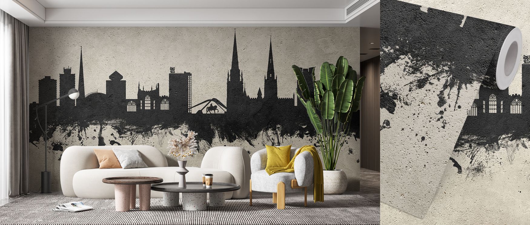 Concrete and architecture unite across Coventry England Skyline Concrete Wallpaper, producing patterns of boldness and depth. The design blends raw surfaces with refined forms, creating mood that is dramatic and modern. Its intensity energizes interiors, 