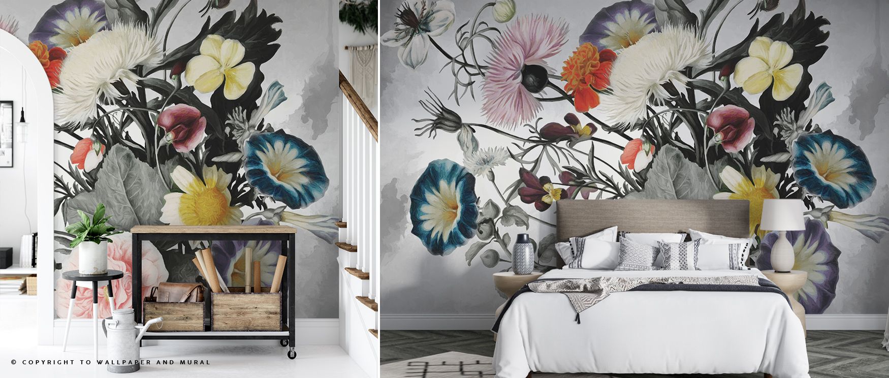 Layers of flowers enrich Crisp Bouquet Wallpaper, as bouquets rise with detail and rhythm. The imagery balances refinement with freshness, creating versatile beauty for interiors. The design’s calm tones maintain warmth while preserving tranquility. Livin