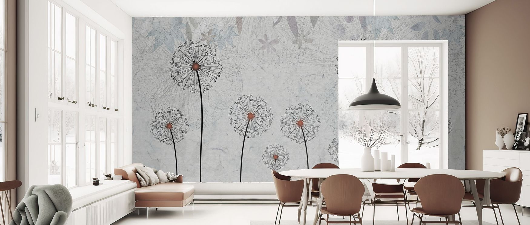 Dandelions Wallpaper conveys timeless charm, where patterns reflect serenity. Its light tones enhance softness, making walls feel graceful. This design enriches bedrooms, living rooms, or bathrooms, offering quiet beauty through natural inspiration. 