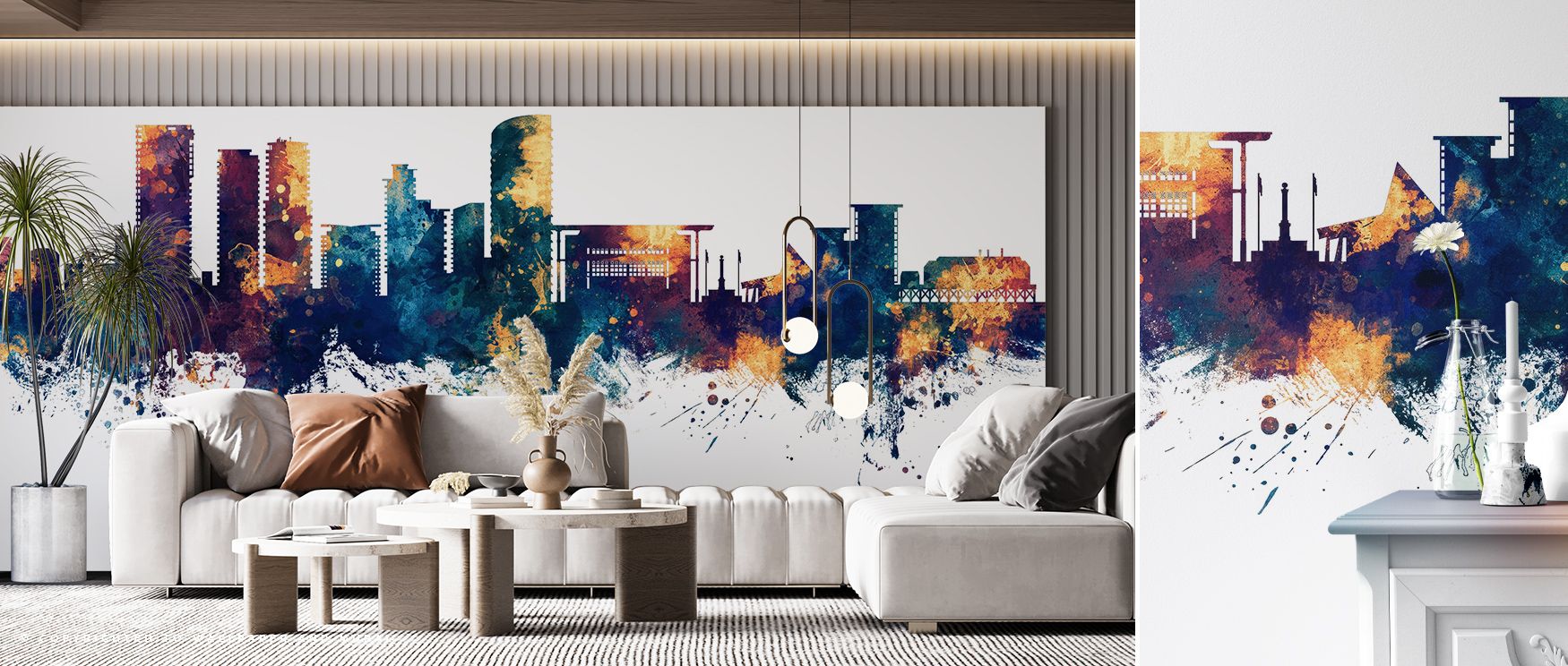 Darwin Australia Skyline Blue & Bronze Wallpaper conveys cultural pride through balanced composition. Blue tones bring calm while bronze adds richness, producing design harmony. Living rooms, offices, or bedrooms gain atmosphere filled with elegance and i