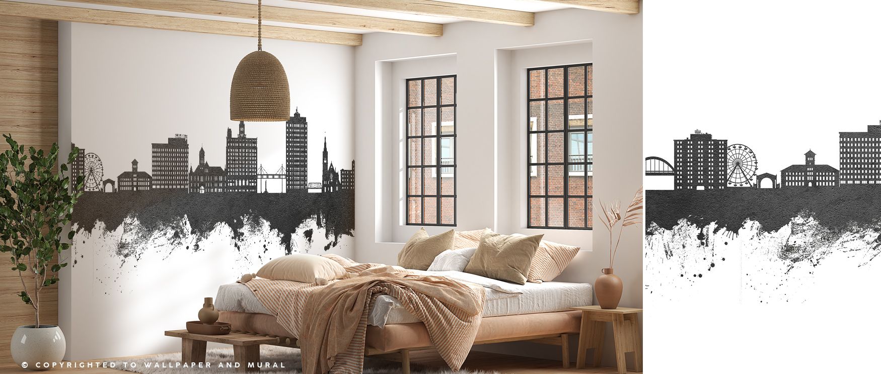 Davenport Iowa Skyline Black & White Wallpaper portrays urban pride through refined contrasts. Monochrome imagery conveys sophistication, building atmosphere of calm. Bedrooms, offices, or living rooms benefit from timeless design, where walls reflect his