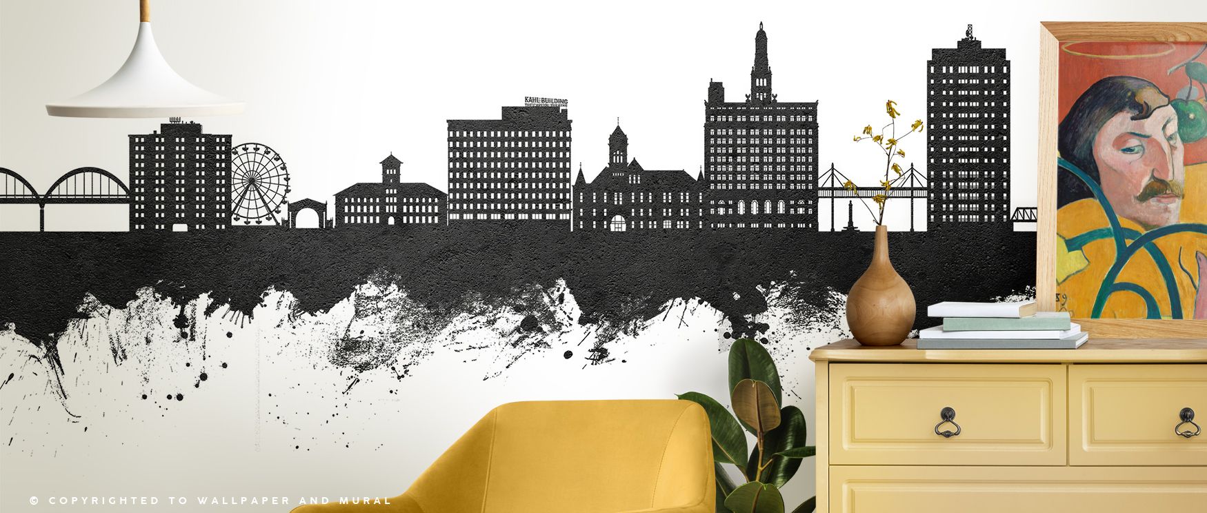 With strength and calmness, Davenport Iowa Skyline Black & White Wallpaper enriches interiors. Its monochrome palette adds elegance, while silhouettes create balance. Offices, bedrooms, or living rooms gain timeless sophistication, inspired by urban artis