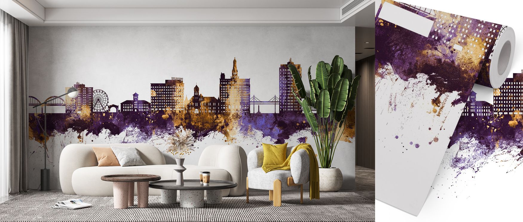 With glowing tones, Dayton Ohio Skyline Purple & Gold Wallpaper builds atmosphere of luxury. Its composition balances richness with calm, producing mood of sophistication. Perfect for offices, bedrooms, or living rooms, it reflects identity through artist