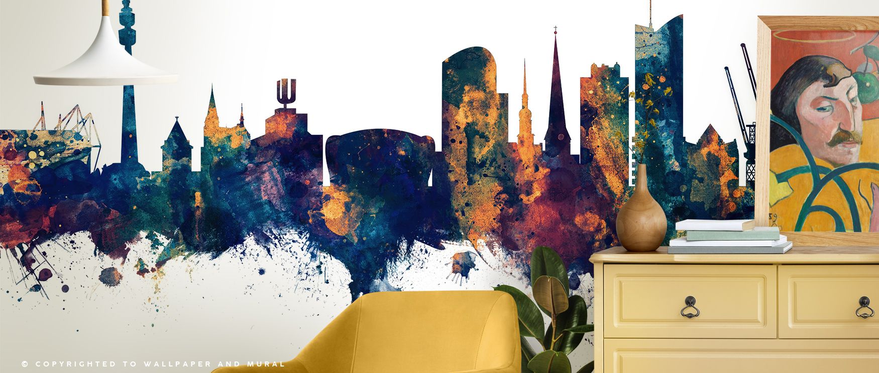 Dortmund Germany Skyline Blue & Bronze Wallpaper reflects balance of heritage and artistry. Its tones feel calm yet bold, adding elegance to bedrooms, living rooms, or offices. The design transforms interiors into cultural portraits filled with pride and 