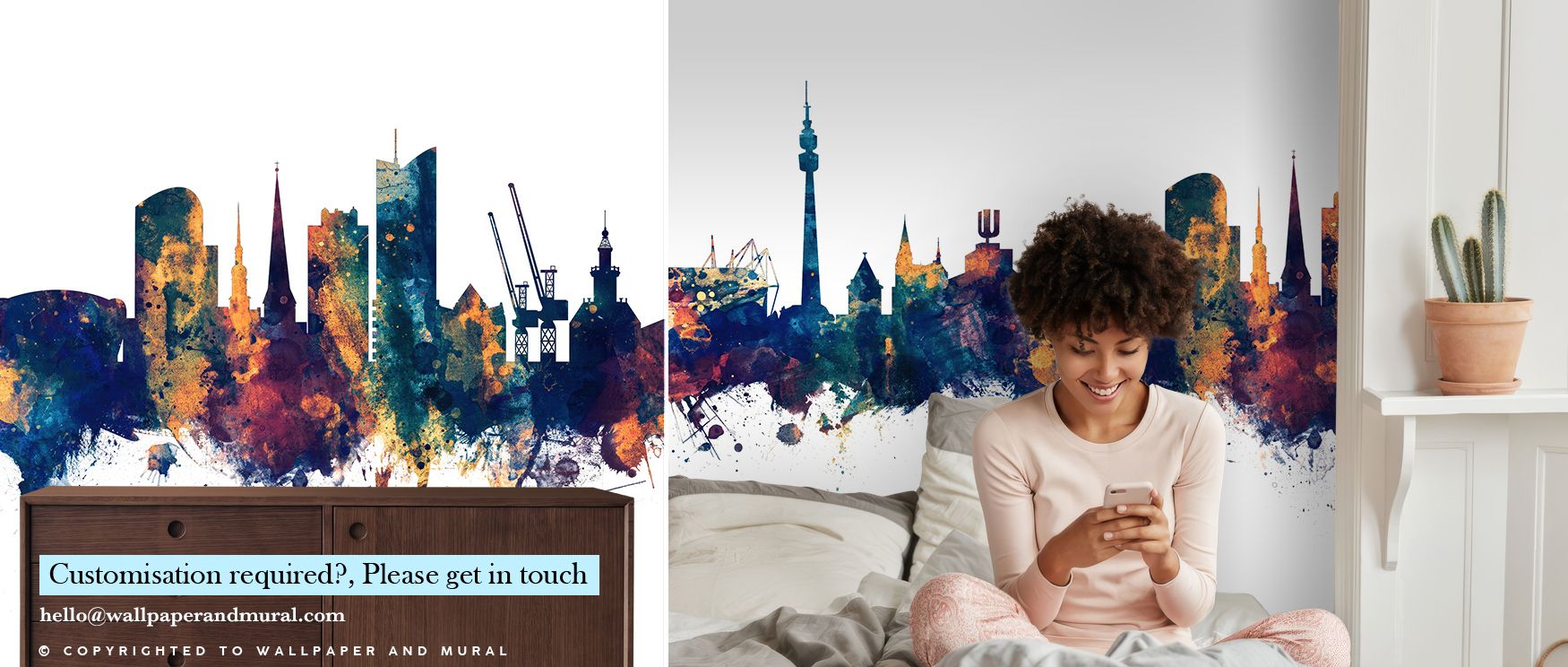 Dortmund Germany Skyline Blue & Bronze Wallpaper conveys strength through glowing palette, with towers highlighted in luminous tones. Its atmosphere feels rich and elegant, adding depth to living rooms, offices, or bedrooms. This wallpaper reflects cultur