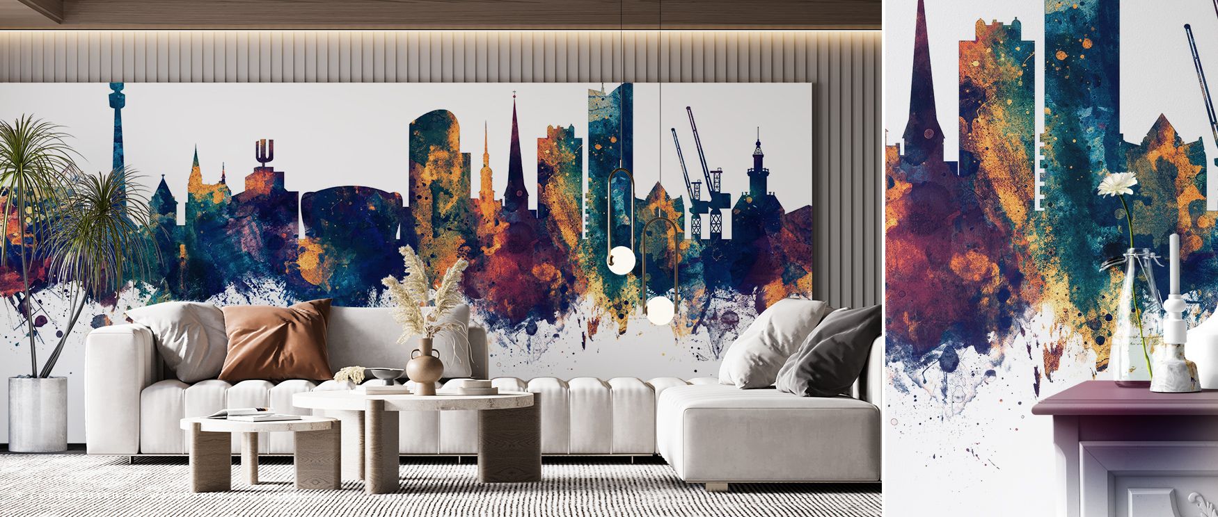 The imagery of Dortmund Germany Skyline Blue & Bronze Wallpaper reflects richness, with skyline details framed in luminous tones. Its palette carries sophistication, making offices, bedrooms, or living rooms cultural spaces enriched with artistry. 