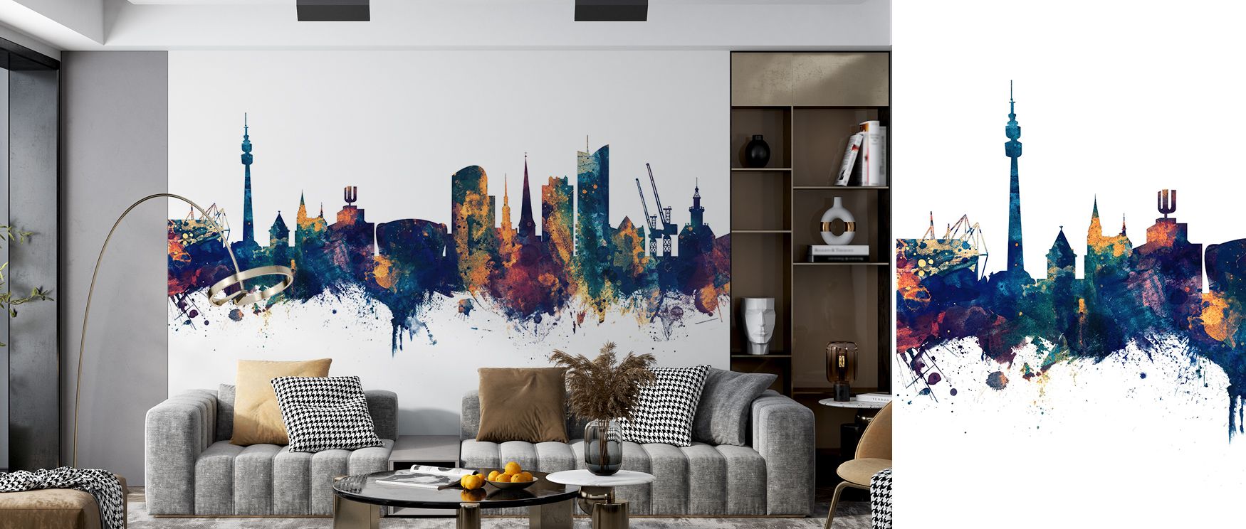 Dortmund Germany Skyline Blue & Bronze Wallpaper portrays heritage through luminous tones, creating presence filled with calm resonance. Its balance of color and architecture builds interiors of refinement, inspiring living rooms, bedrooms, or offices wit