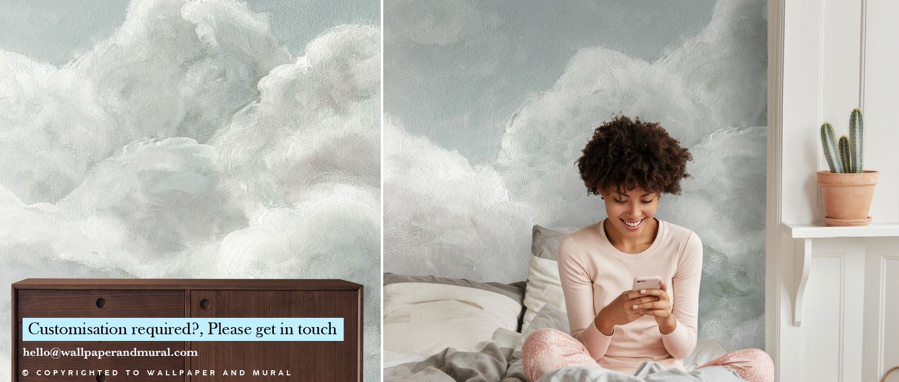 Across Dreaming in Clouds Wallpaper, imagery reflects softness of skies. The design builds presence that is serene, enhancing bedrooms, offices, or living rooms. Its tones carry balance, enriching interiors with natural artistry and calmness. 