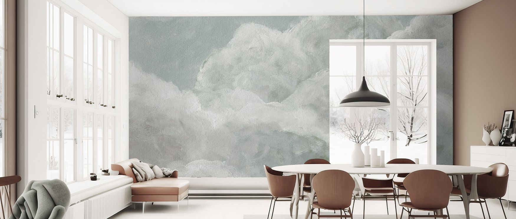 Dreaming in Clouds Wallpaper conveys timeless calm through soft imagery. Its tones add refinement, making walls resonate with gentle charm. Bedrooms, offices, or living rooms gain settings enriched by poetic serenity. 