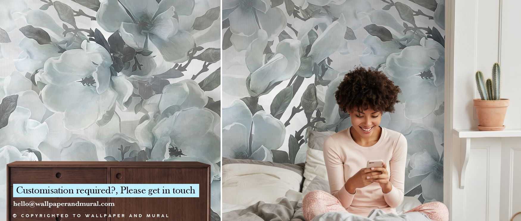 Across Dreaming of Magnolias Blue Wallpaper, magnolia forms unfold in gentle rhythm. The imagery reflects nature’s charm, producing interiors that feel serene. Bedrooms, offices, or living rooms resonate with balance created by its tones and artistry. 