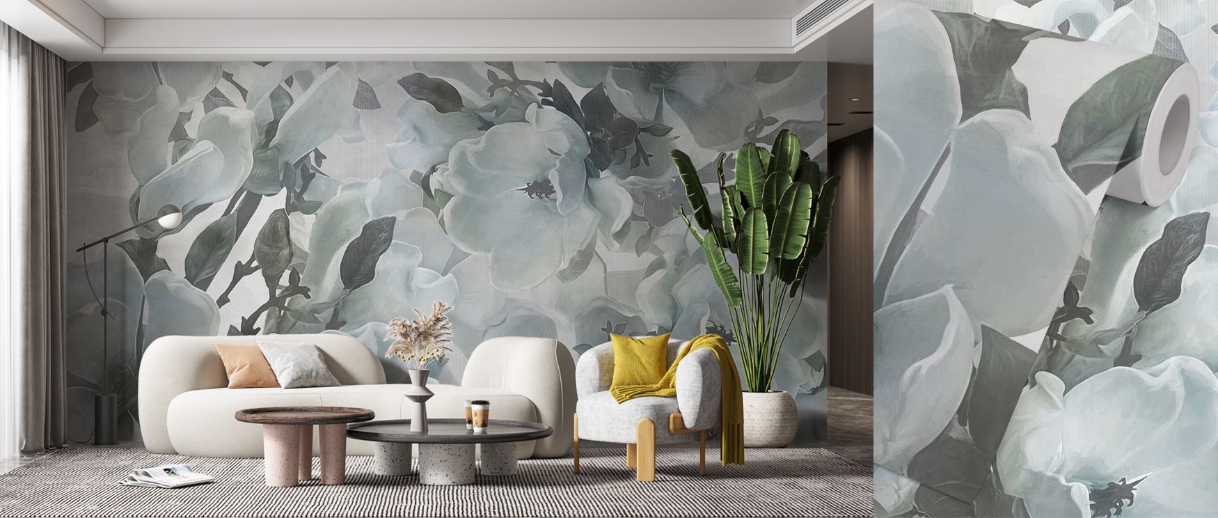 Dreaming of Magnolias Blue Wallpaper enriches interiors with timeless beauty. Its floral rhythm conveys serenity and strength. For bedrooms, offices, or living rooms, it shapes walls into poetic environments filled with calm artistry. 
