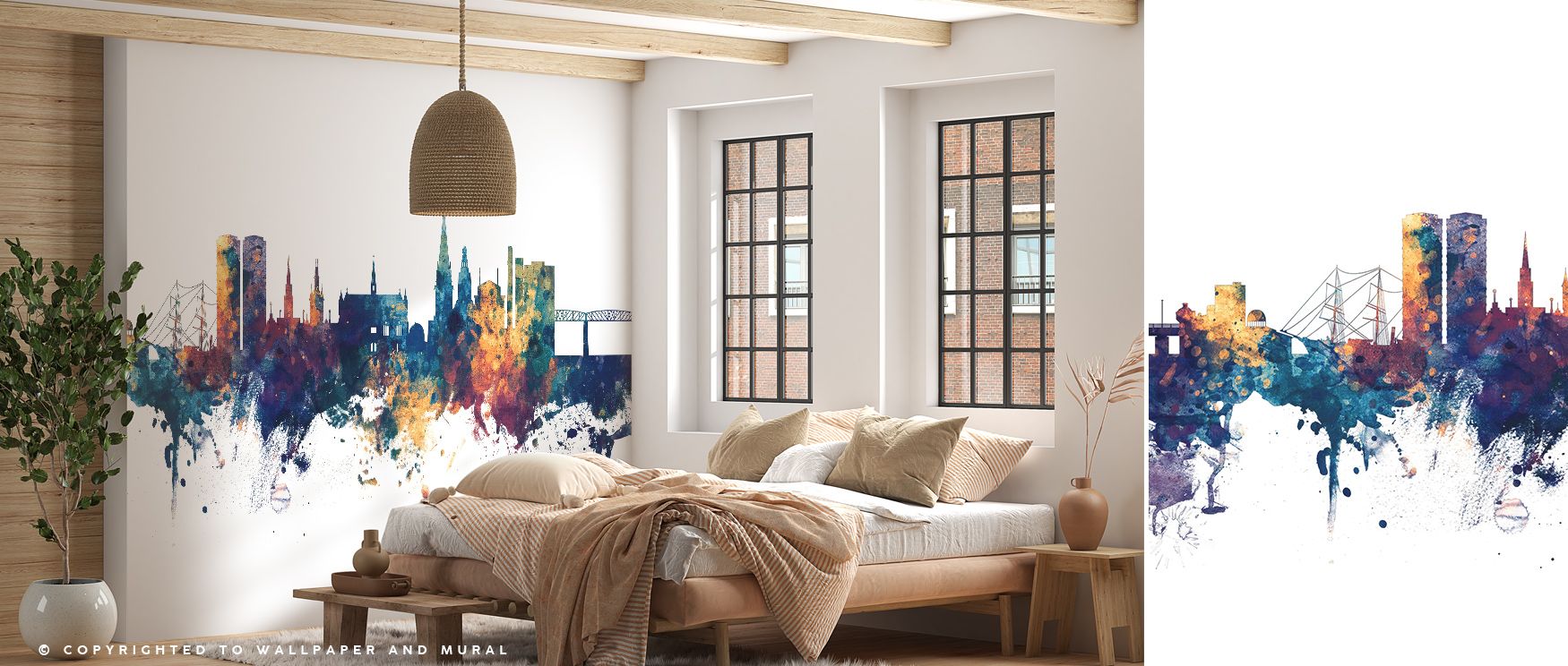 Dundee Scotland Skyline Blue & Bronze Wallpaper portrays cultural resonance with glowing palette. Its tones convey balance, enriching living rooms, bedrooms, or offices with timeless sophistication. The wallpaper builds refined atmosphere. 