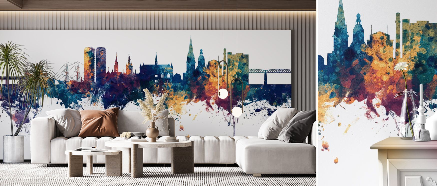 Dundee Scotland Skyline Blue & Bronze Wallpaper creates charm through glowing imagery shaped in balanced tones. Its palette enriches bedrooms, offices, or living rooms with sophistication. The wallpaper inspires calm pride. 