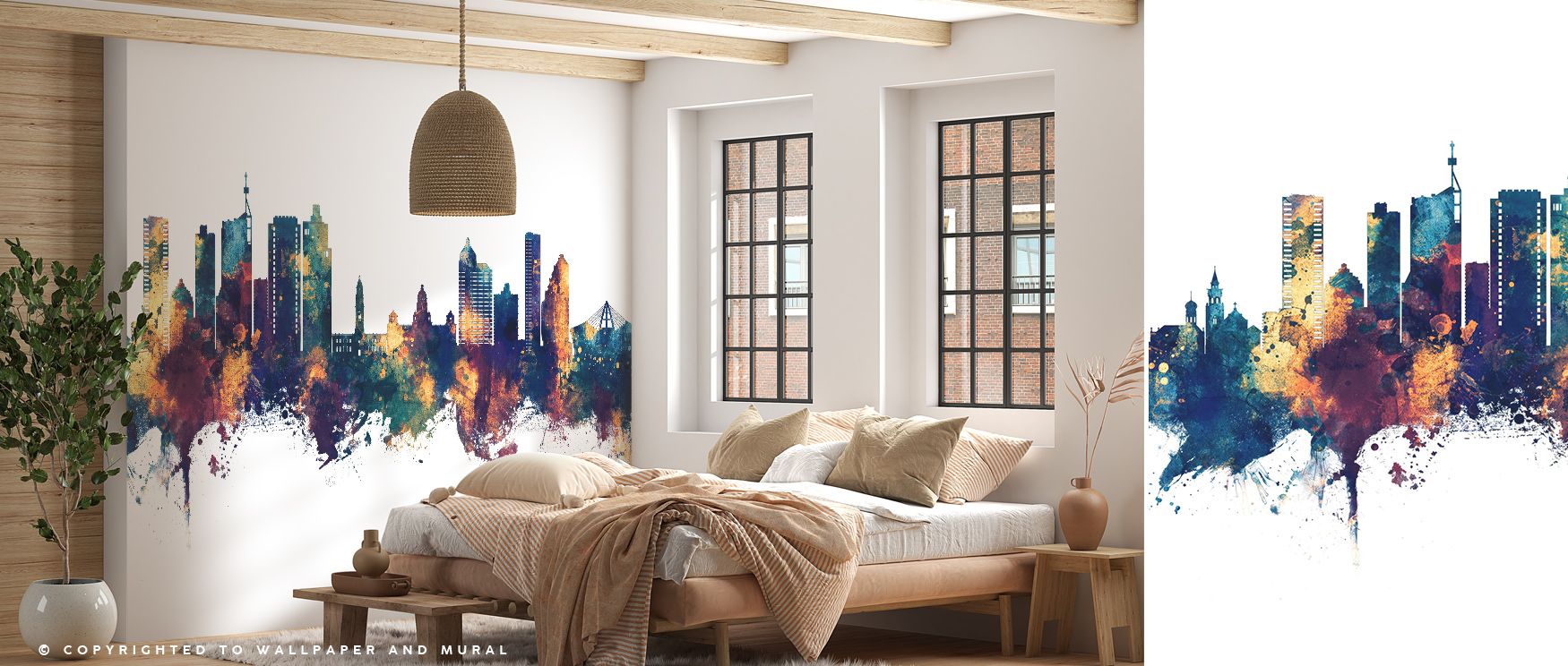 Durban South Africa Skyline Blue & Bronze Wallpaper reflects strength through architectural silhouettes painted in luminous palette. Its tones enrich living rooms, offices, or bedrooms with elegance. The design conveys balance. 