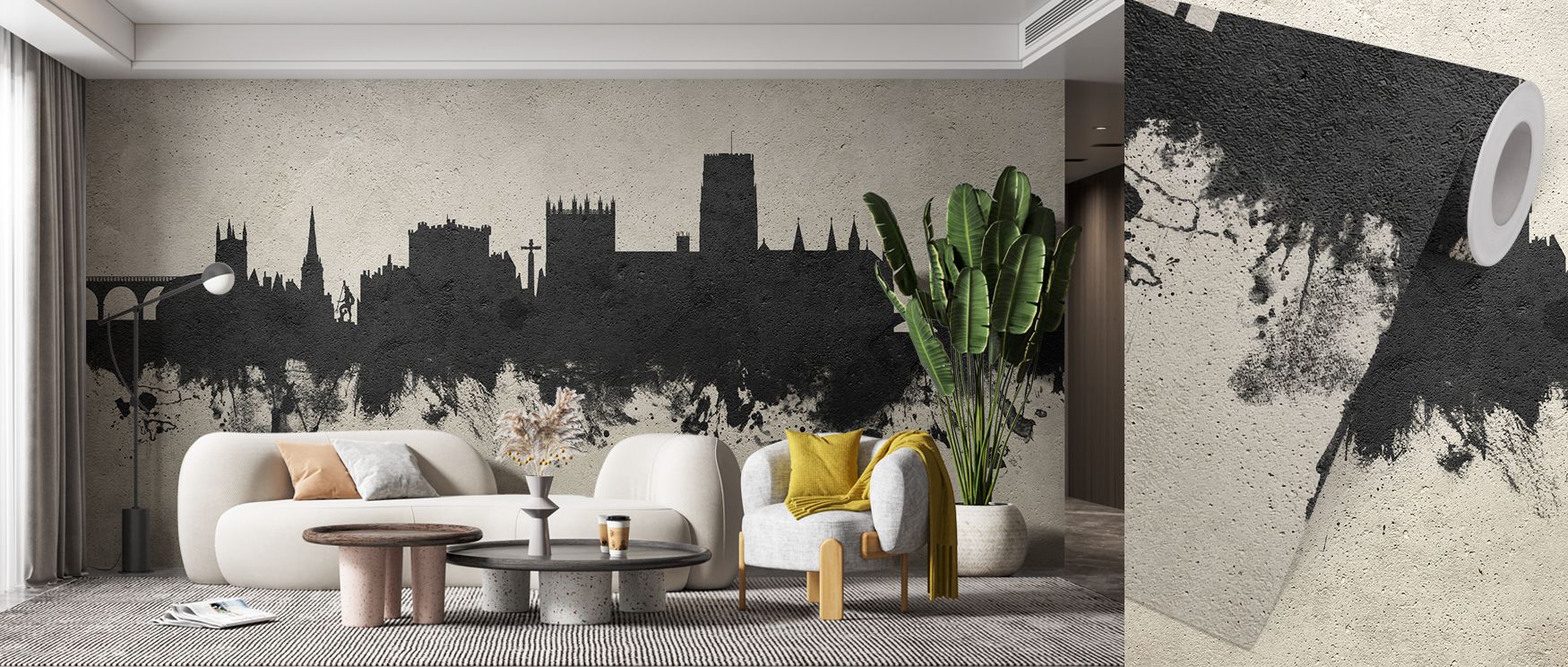 Durham England Skyline Concrete Wallpaper reflects refinement with textured palette shaped by concrete tones. Its imagery conveys calm resonance, enriching offices, lofts, or living rooms with modern artistry. 