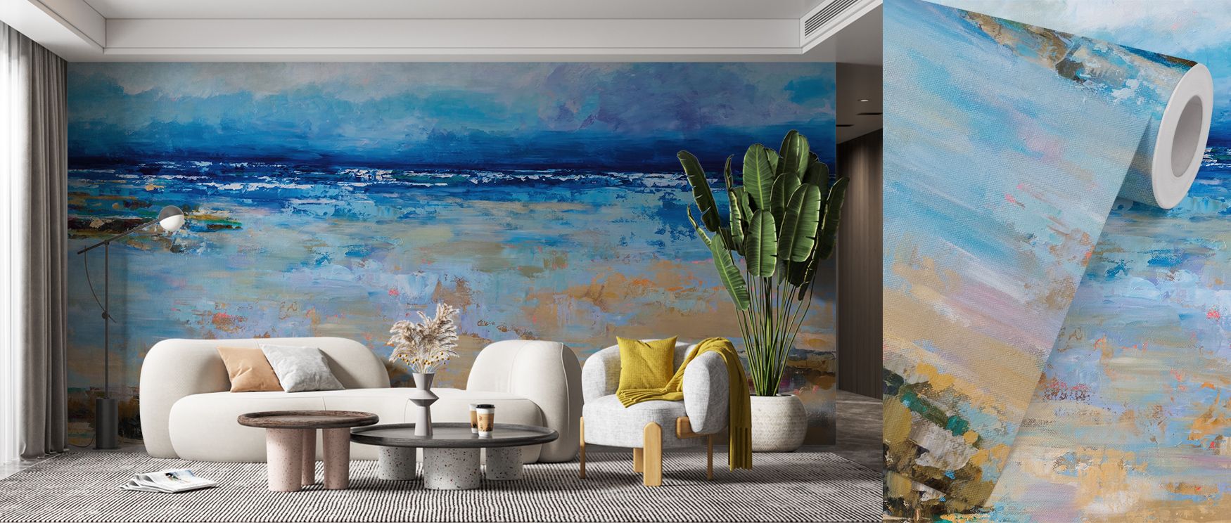 East Beach Wallpaper enriches interiors with poetic imagery of sand and waves that suggest balance. Its tones convey calmness, shaping offices, bedrooms, or living rooms into serene spaces filled with refinement. 