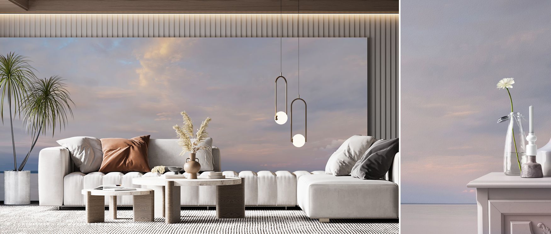 Evening Huron Wallpaper highlights resonance of dusk, where tones inspire calm presence. Its imagery conveys grace, enriching living rooms, bedrooms, or offices with quiet elegance and charm. 