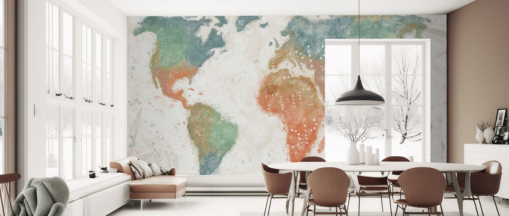 Explore the World Wallpaper enriches interiors with maps that inspire curiosity. Its tones create balance, shaping offices, bedrooms, or living rooms with cultural charm. The design conveys creativity and refinement. 